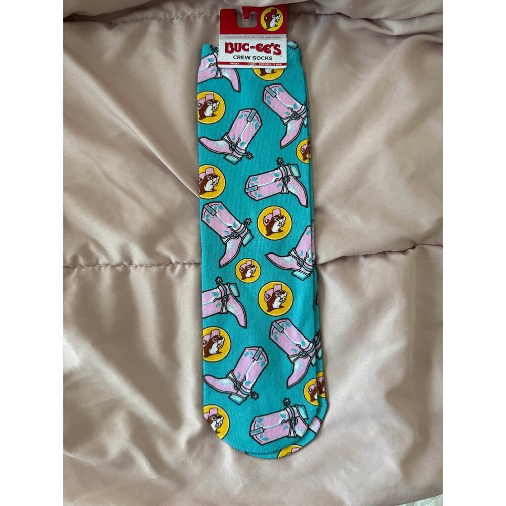 Buc-ee's Women's Socks – Yellow, Turquoise & Pink